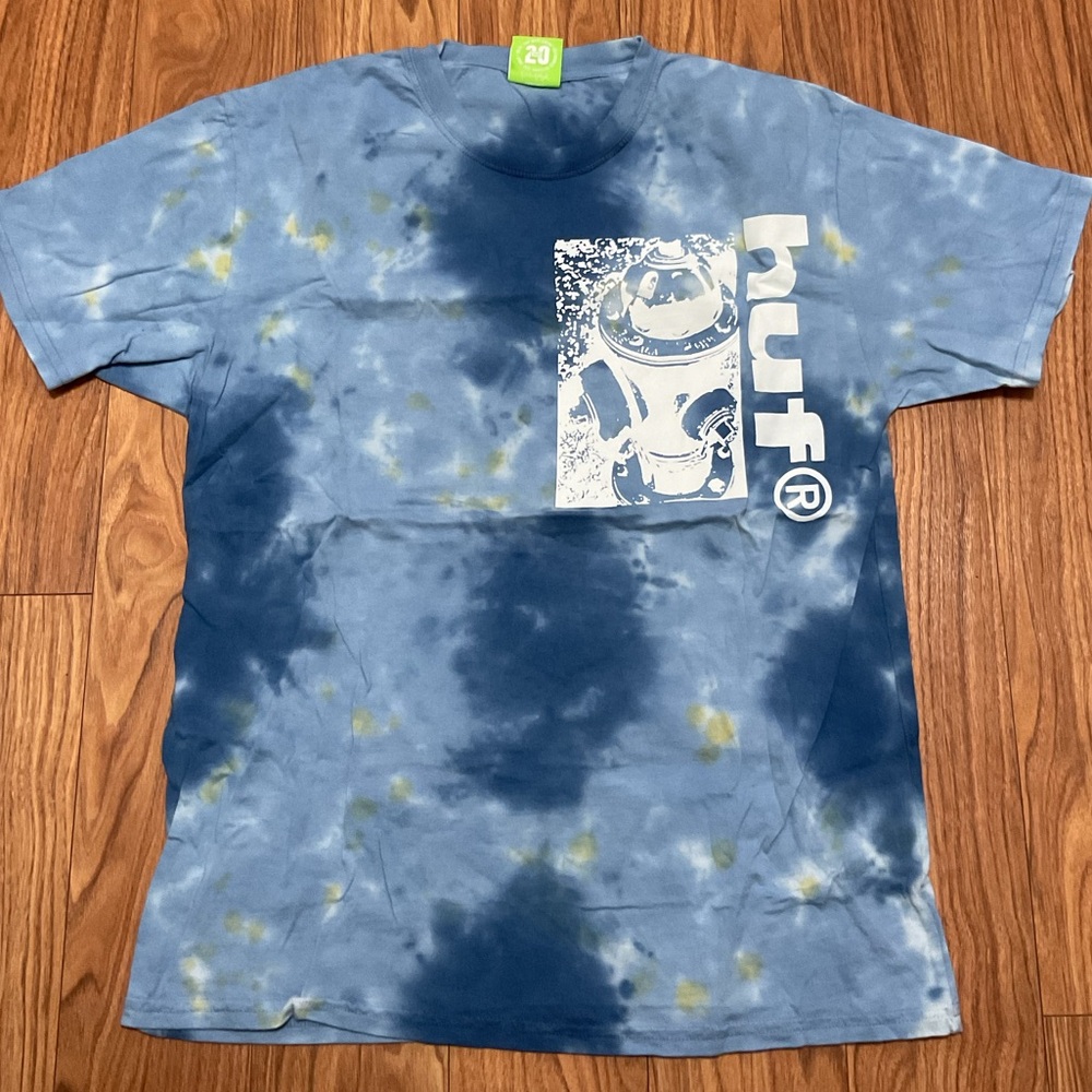 Huf blue green tie-dye short sleeve